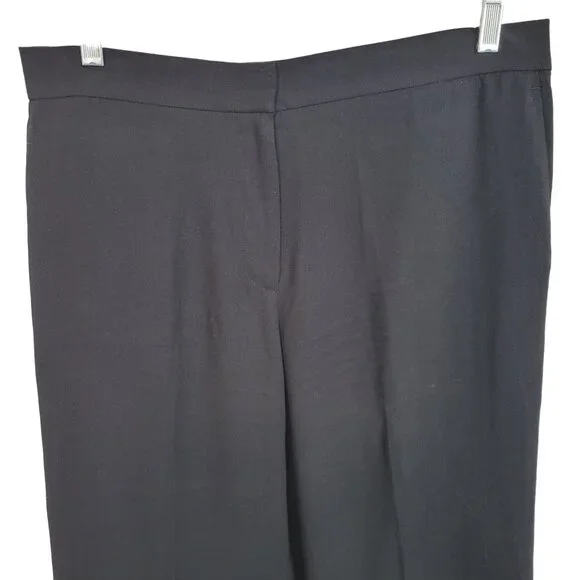 Ann Taylor Sz LP L Petite Pants Cropped Stretch Waist Zip Lace Fringe Hem Black - Picture 3 of 12